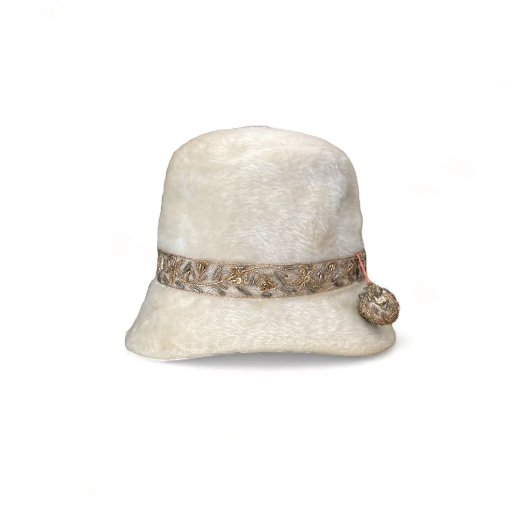 1950s Joseph Cie Fuzzy Cream Cloche