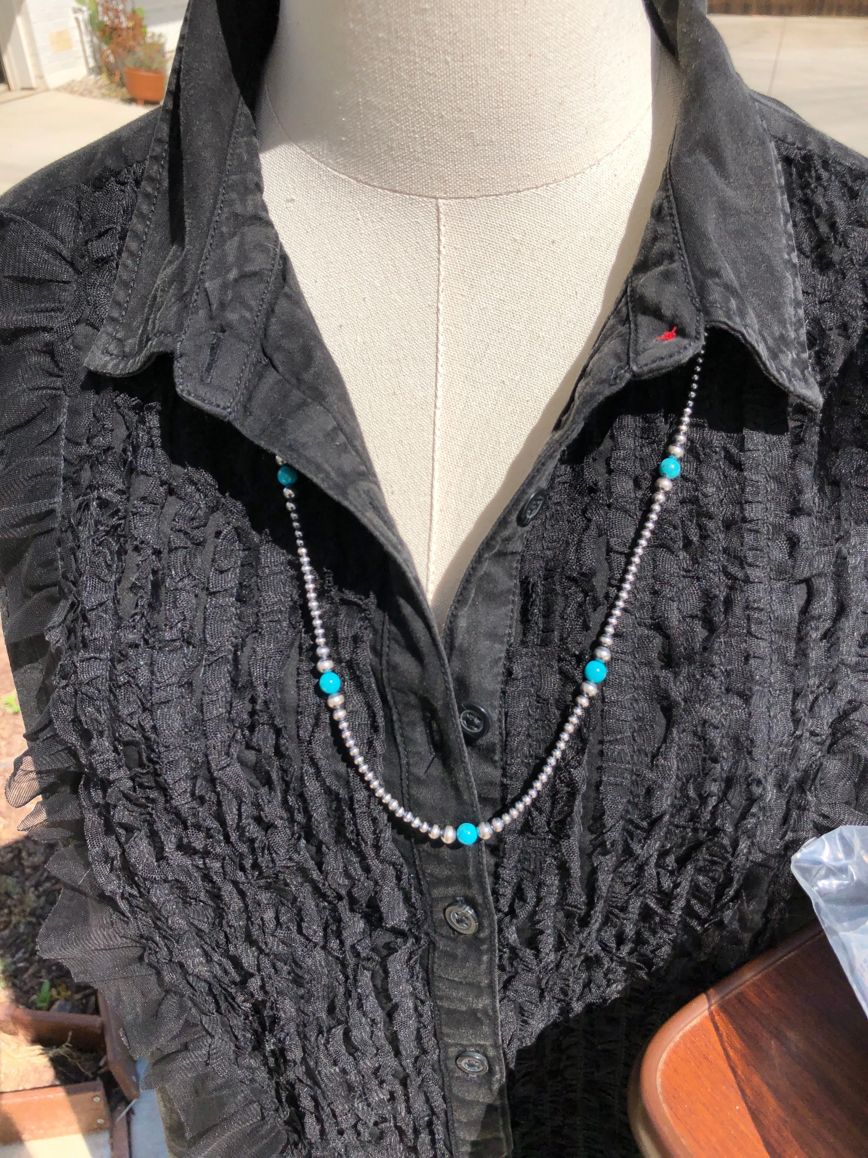 30" "Navajo Style" Pearls with Sleeping Beauty Turquoise