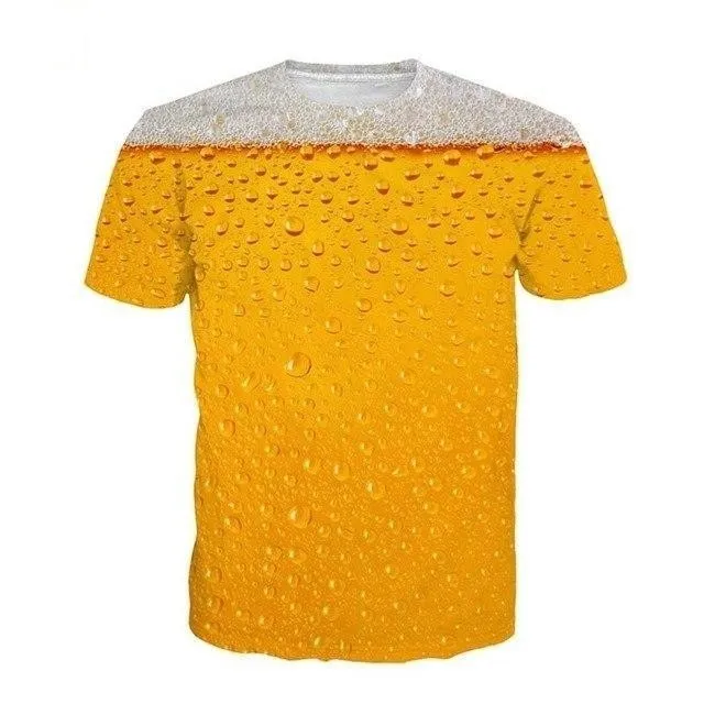 3D Beer Time Rock Print Hip Hop Tees Short Sleeve Punk T-Shirts