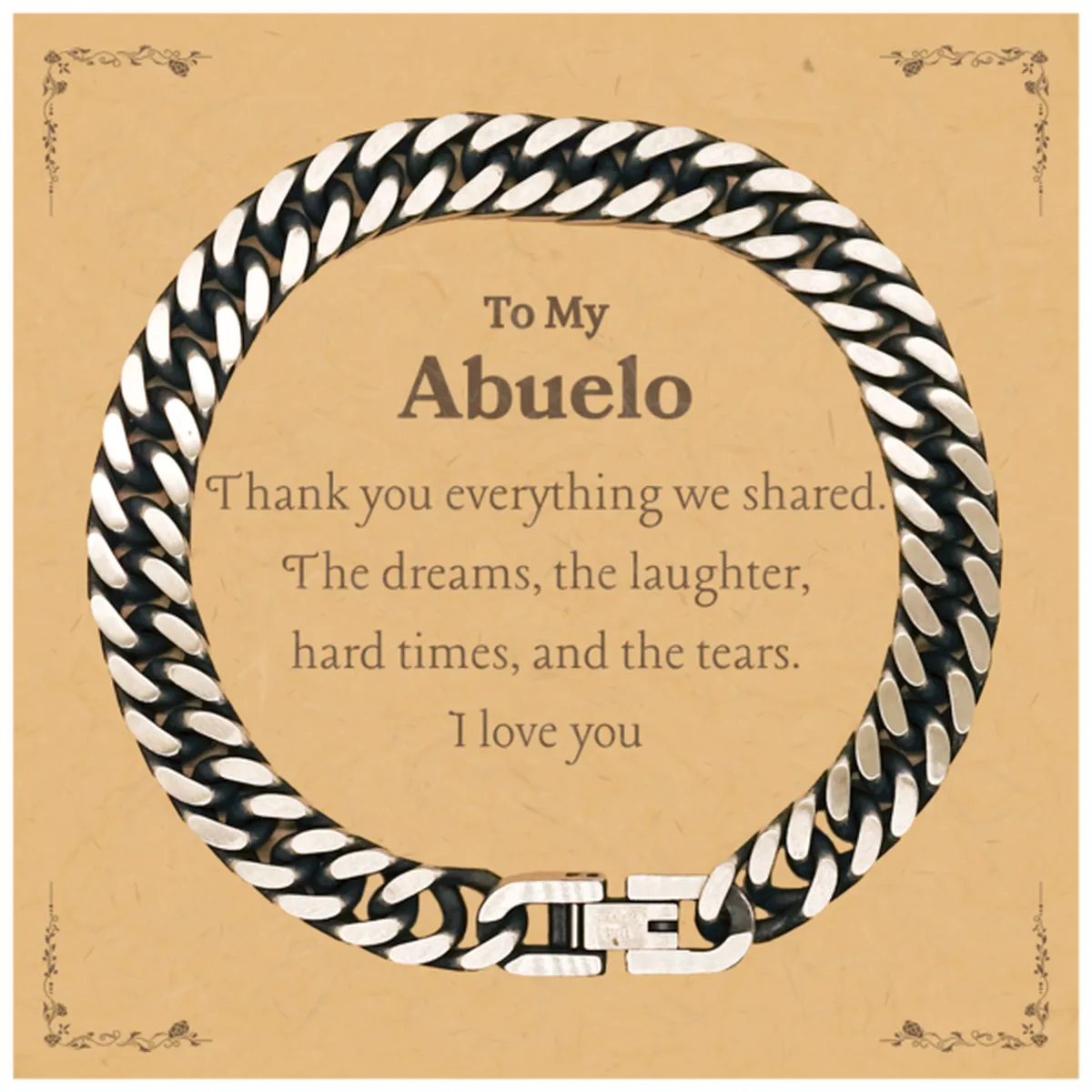 Abuelo Cuban Link Chain Bracelet - A Symbol of Love and Appreciation for Abuelo - Unique Gift for Fathers Day, Christmas, and Veterans Day