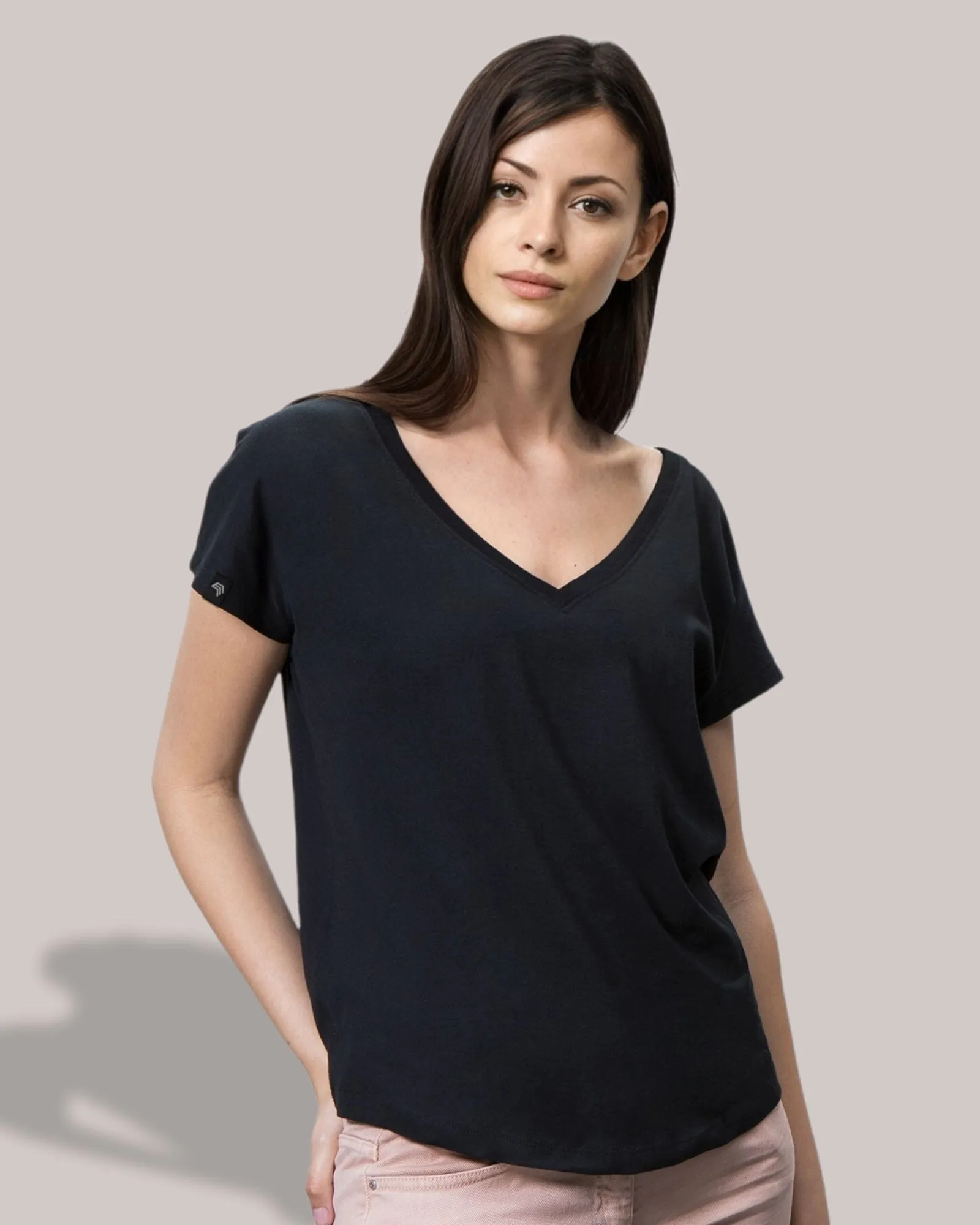 Auslaufartikel ― MTS M147 ― Damen Bio-Baumwolle V-Neck T-Shirt - Schwarz