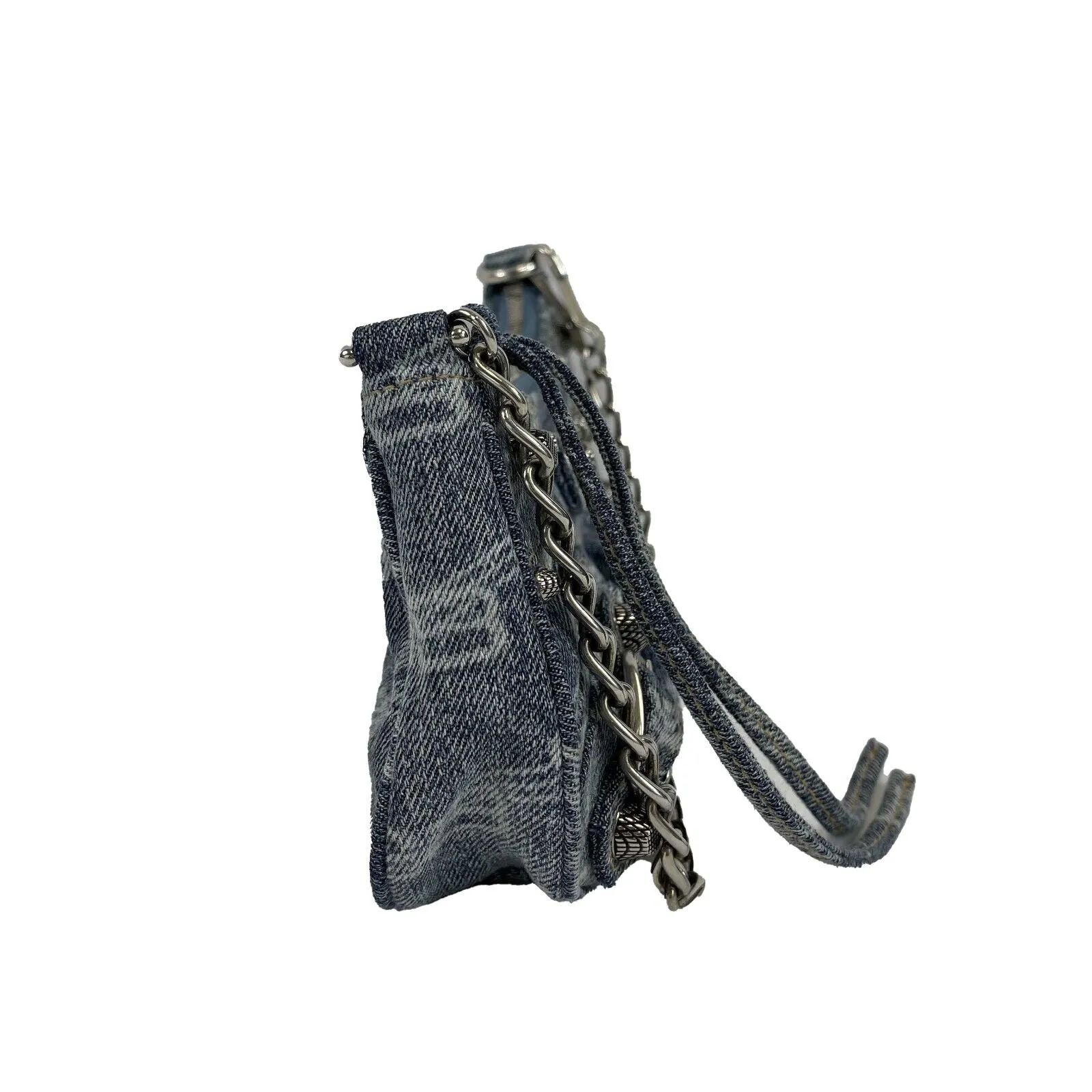 Balenciaga Le Cagole Mini Monogram Denim Shoulder Bag / Bleached Denim Crossbody