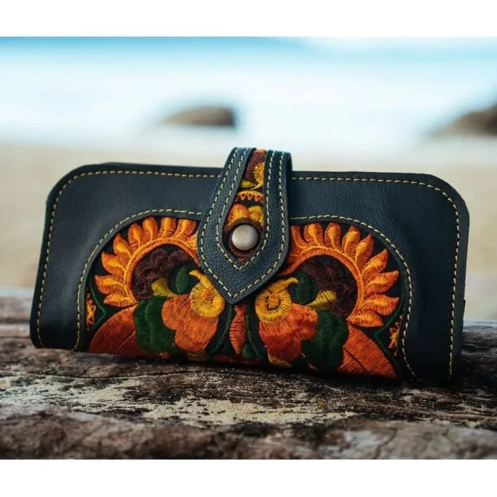 Bohemian Embroidered Wallet - Handmade Leather Wallet