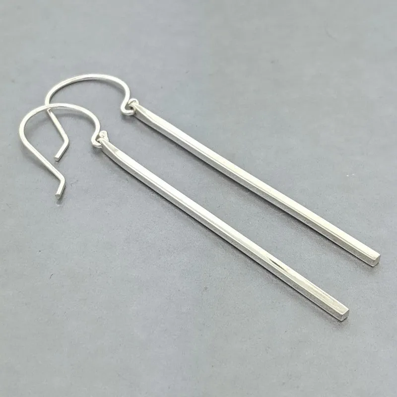 Boucles d'oreilles barres argent sterling 45mm