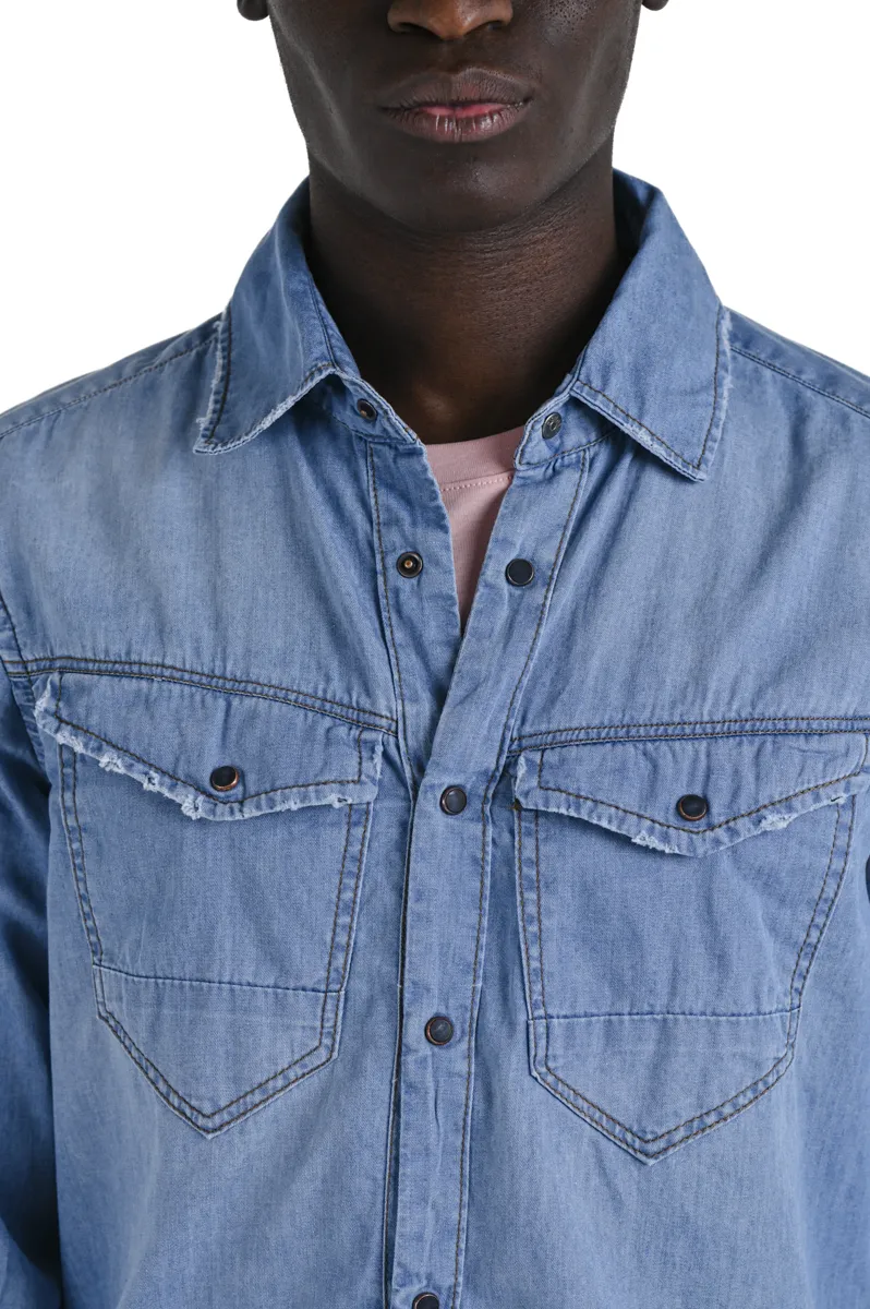 Camicia in denim regular Park Music Chiaro SS24