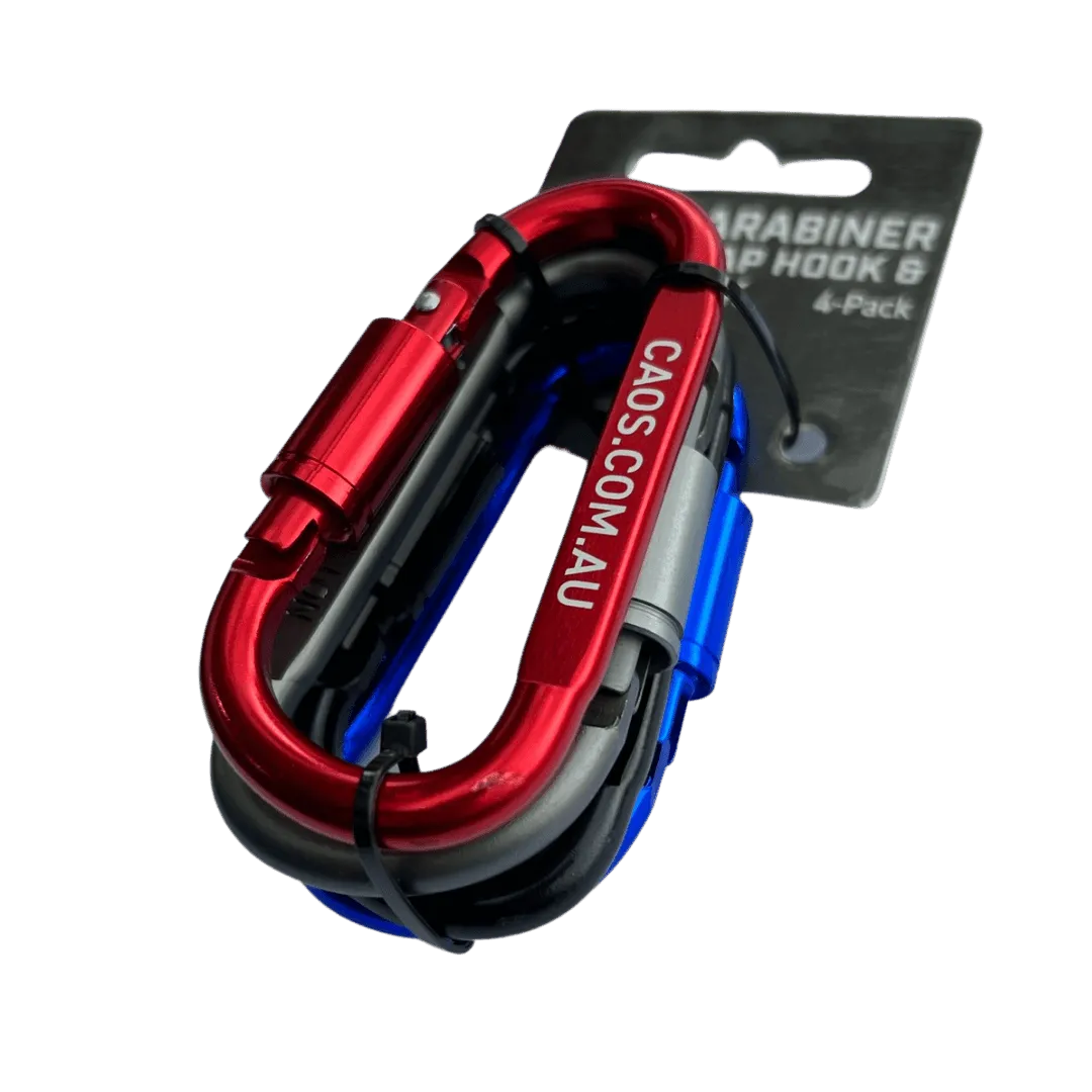 CAOS 4Pk Carabiner Snap Hook & Lock