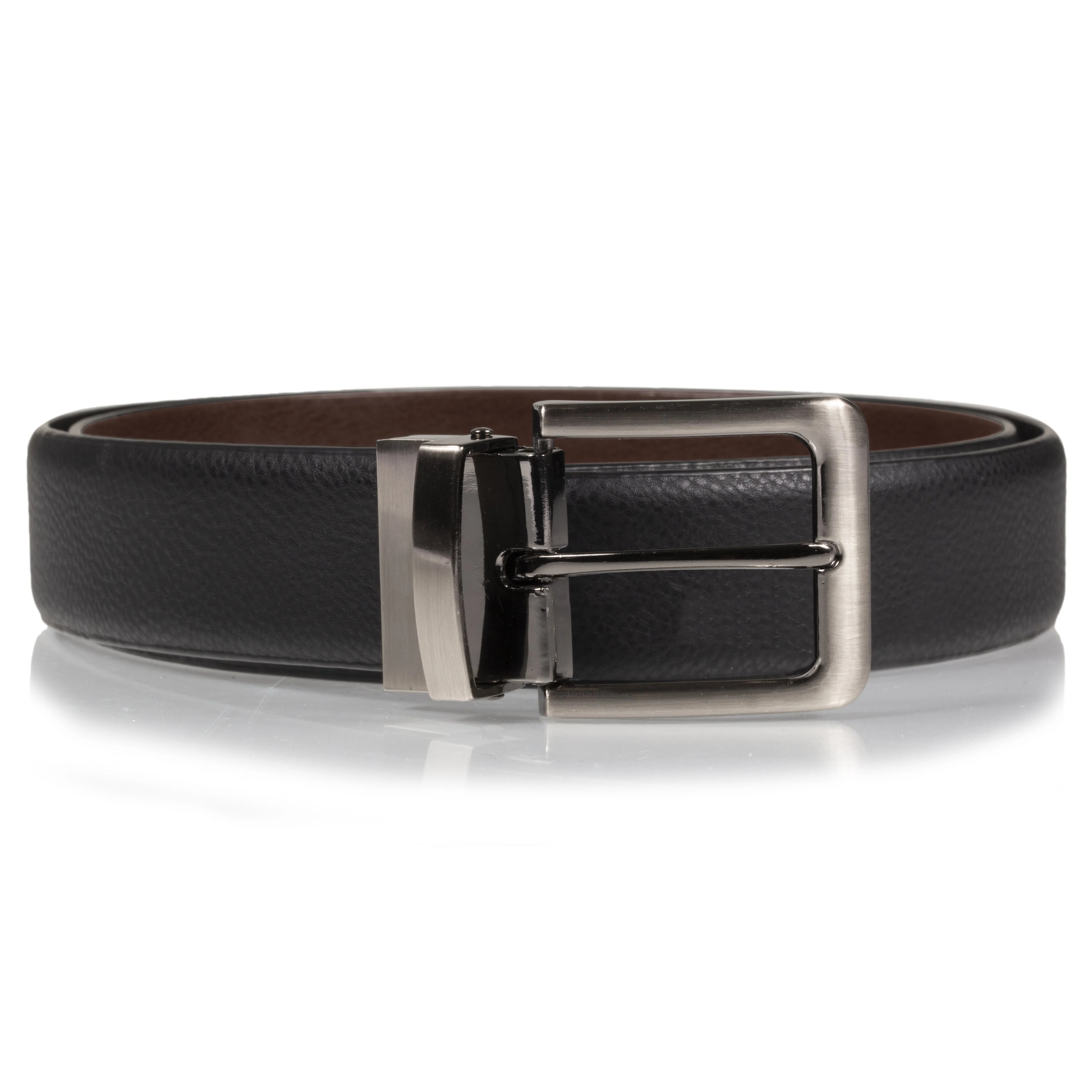 Ceinture Homme 2 en 1 Grainé Noir/Marron