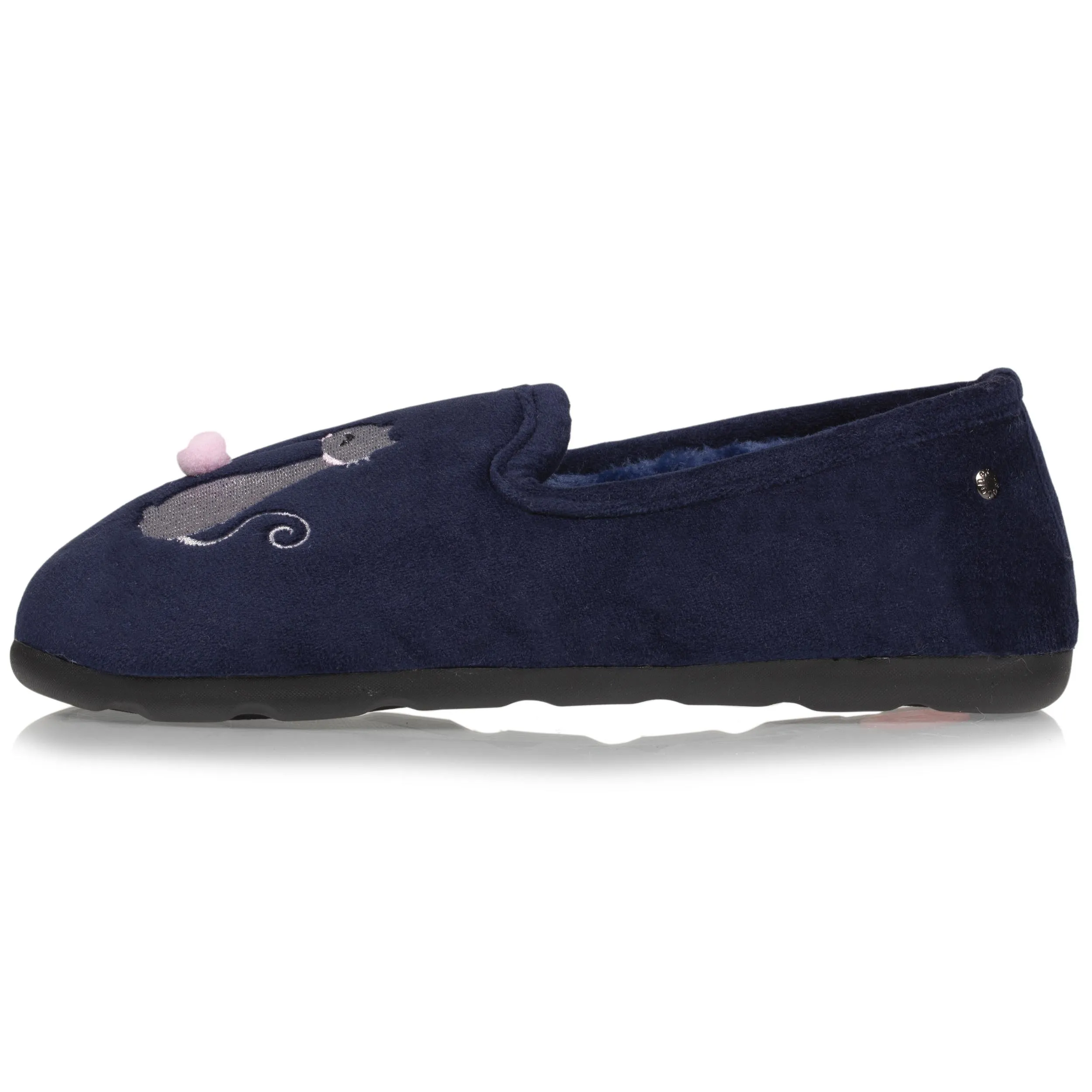 Chaussons charentaises Femme Marine broderie Chat