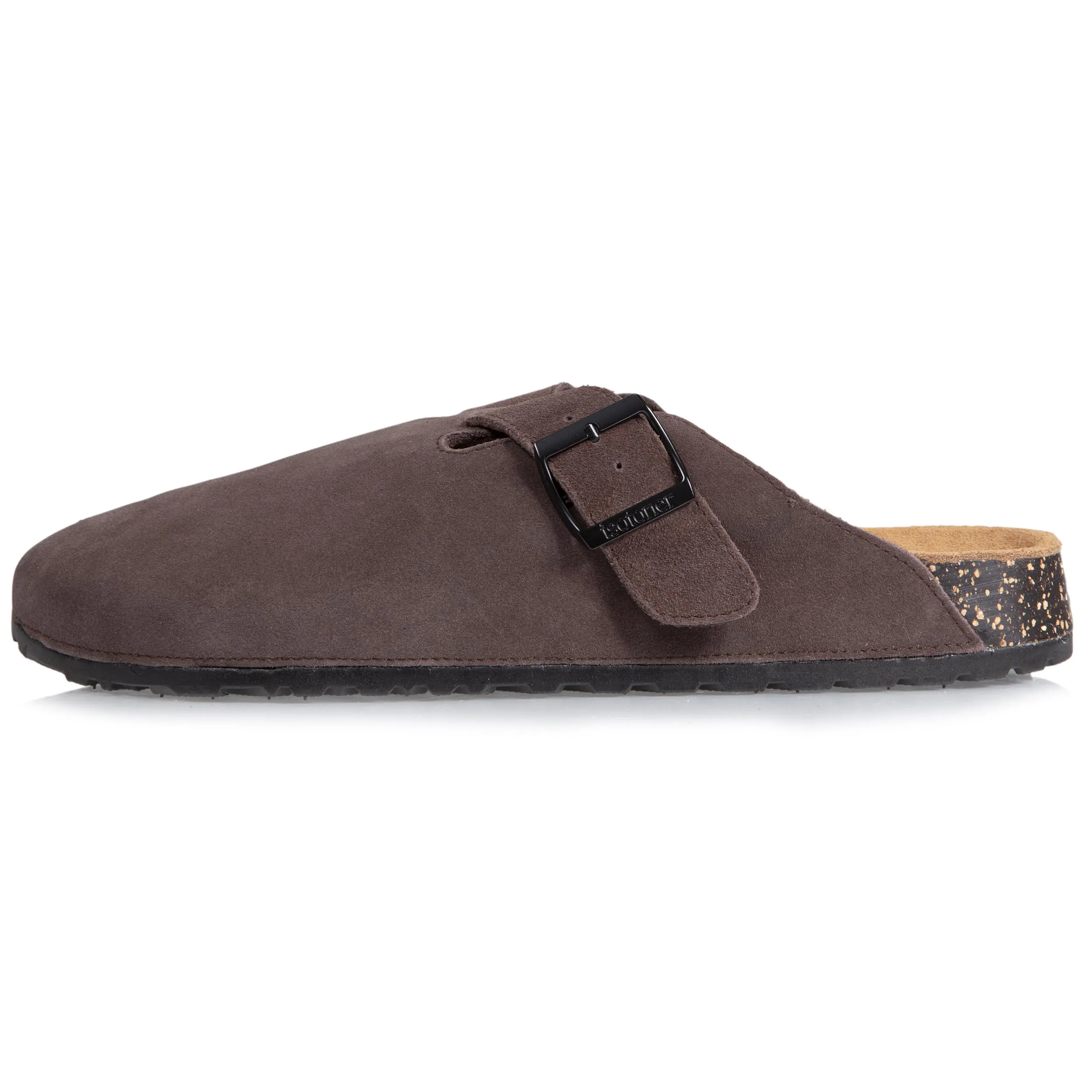 Chaussons mules cuir Homme Chocolat