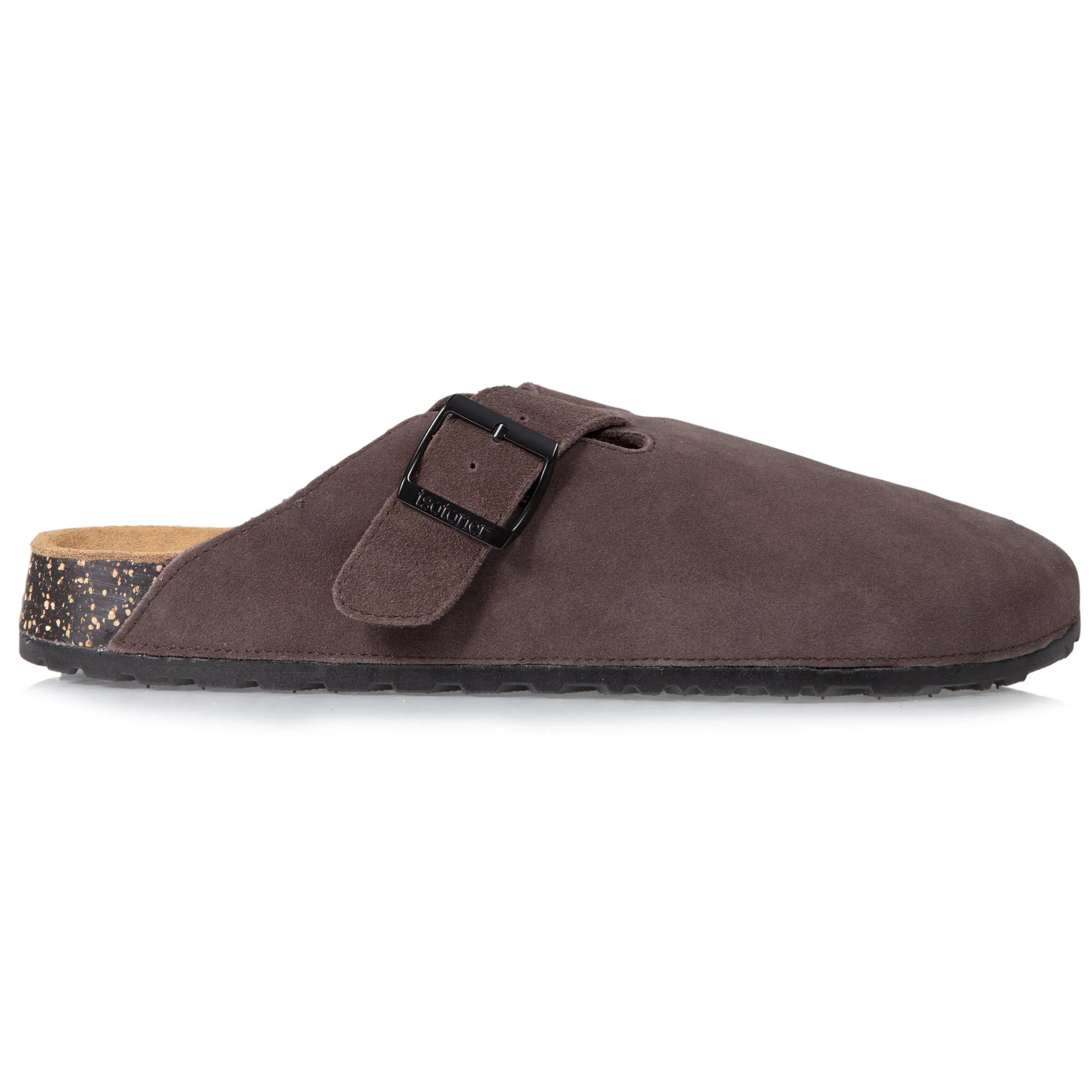 Chaussons mules cuir Homme Chocolat