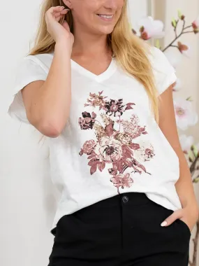 Culture CUflori Biana t-shirt white/rose floral