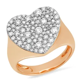 Diamond  Heart Signet Ring