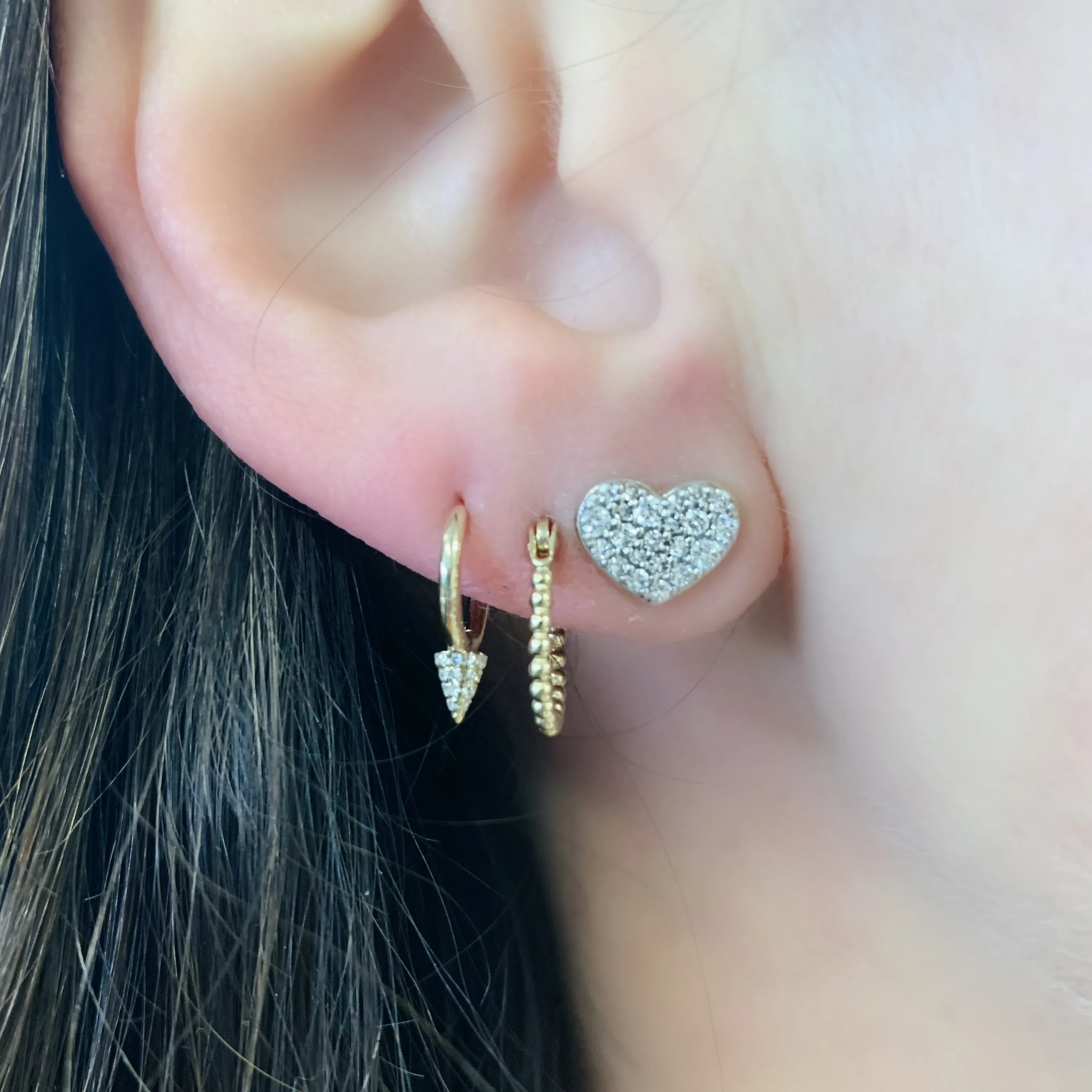 Diamond Smushed Heart Stud Earrings