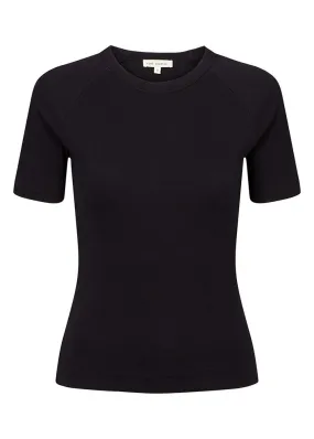 Esmé Studios Blossom SS O-neck Rib T-shirt - Black