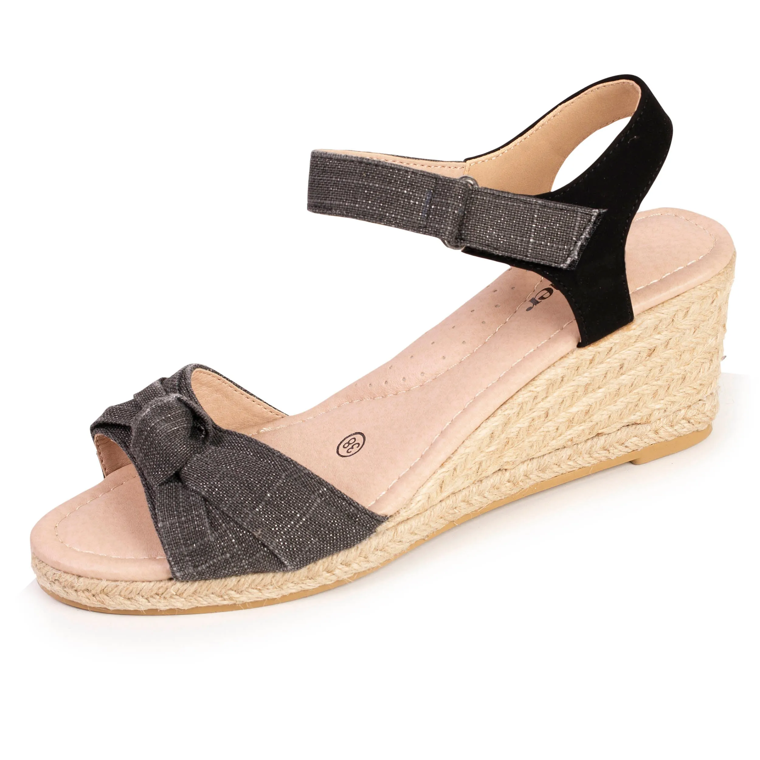 Espadrilles Femme nud talon Noir