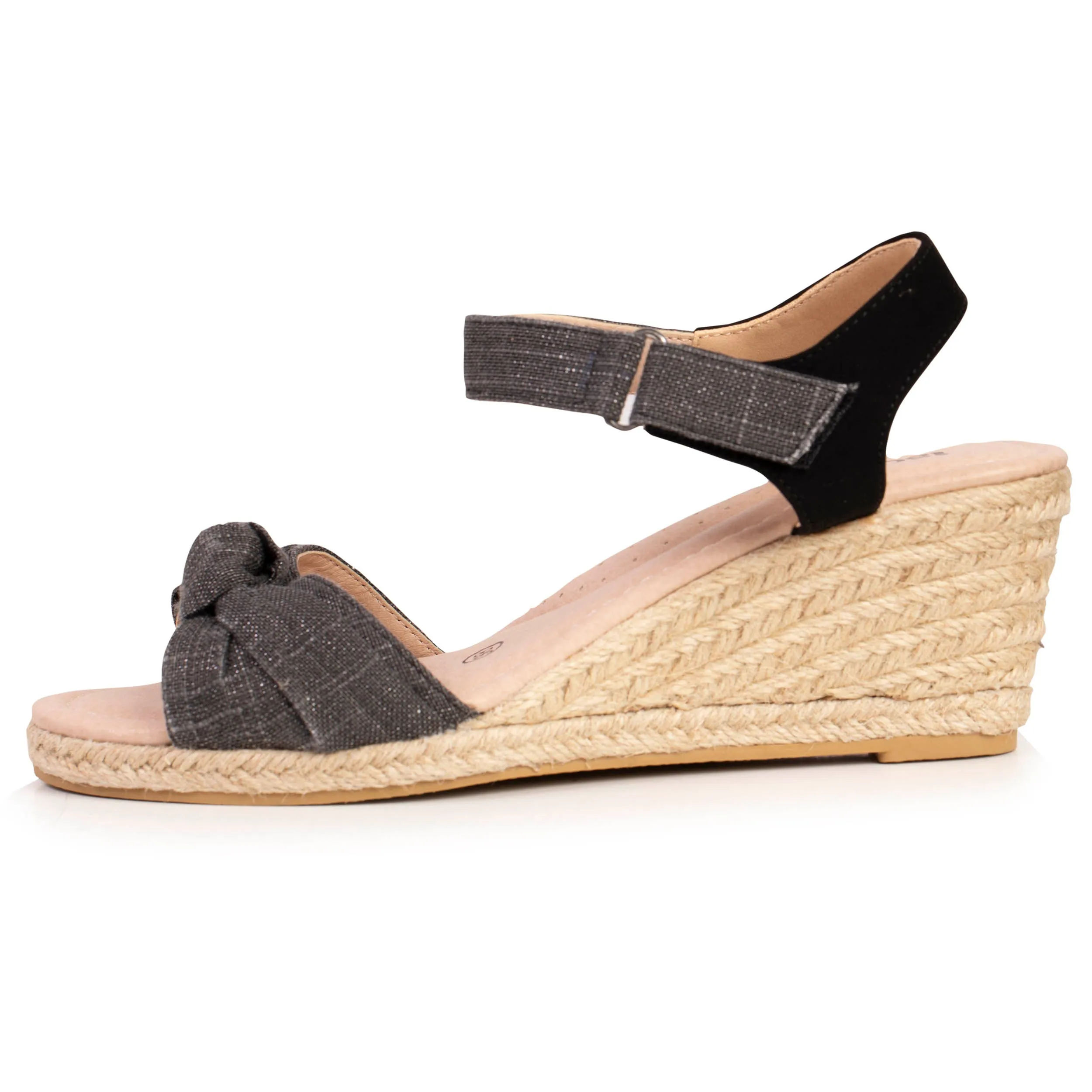 Espadrilles Femme nud talon Noir