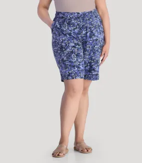 EZ Style Cottons Pocketed Short Blue Meadow Print