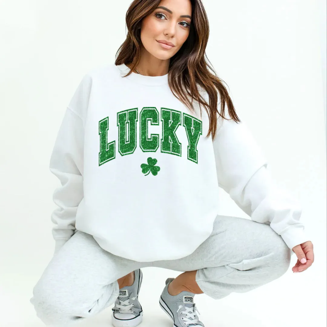 Faux Sequin Lucky Sweatshirt