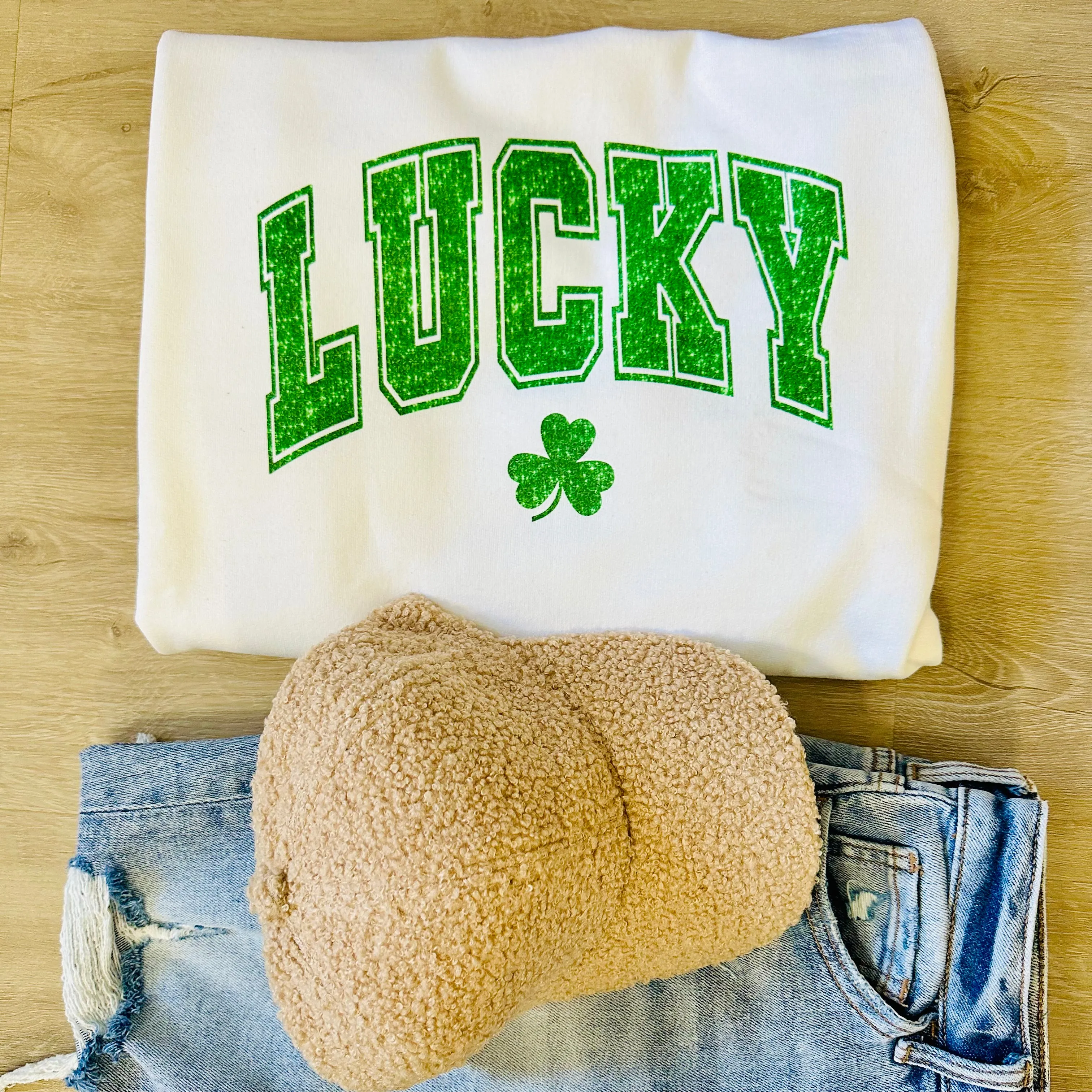 Faux Sequin Lucky Sweatshirt