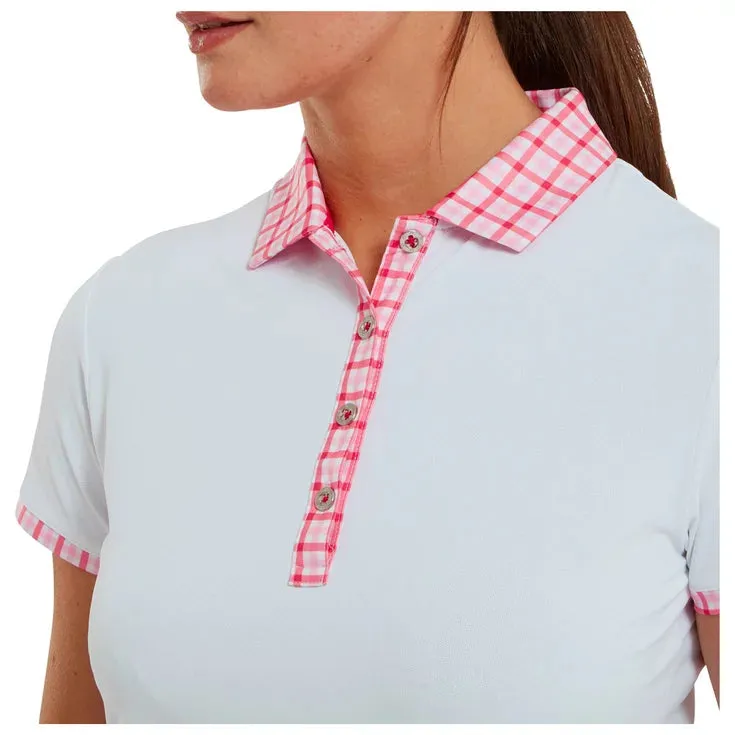 FOOTJOY polo femme avec encolure vichy white