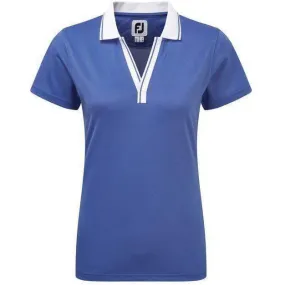 FOOTJOY POLO FEMME STRETCH PIQUE COL V bleu