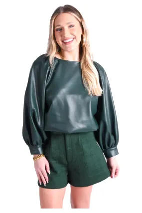 Forest Green Faux Leather Top