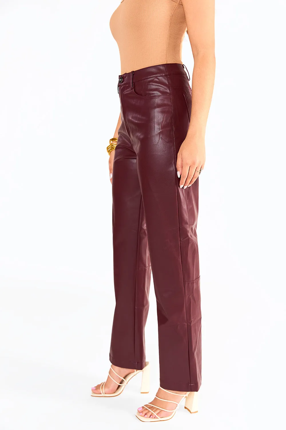 Gomez Vegan Leather Pants - Wine