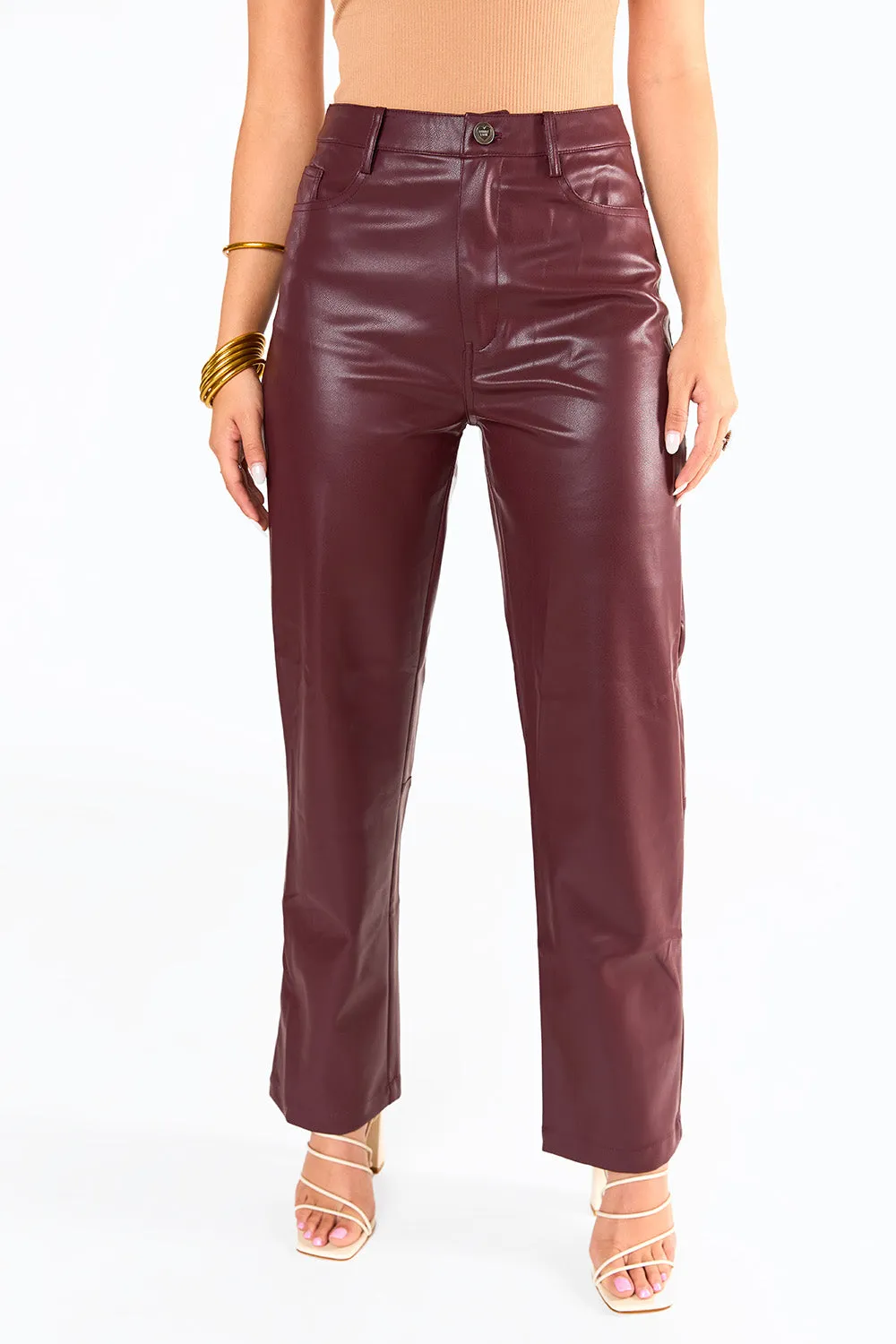 Gomez Vegan Leather Pants - Wine