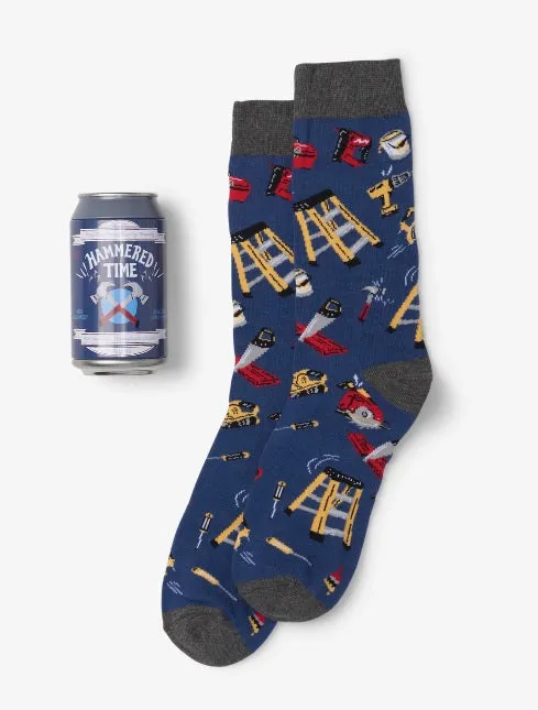 HANDYMAN MEN'S BEER CAN SOCKS BLUE