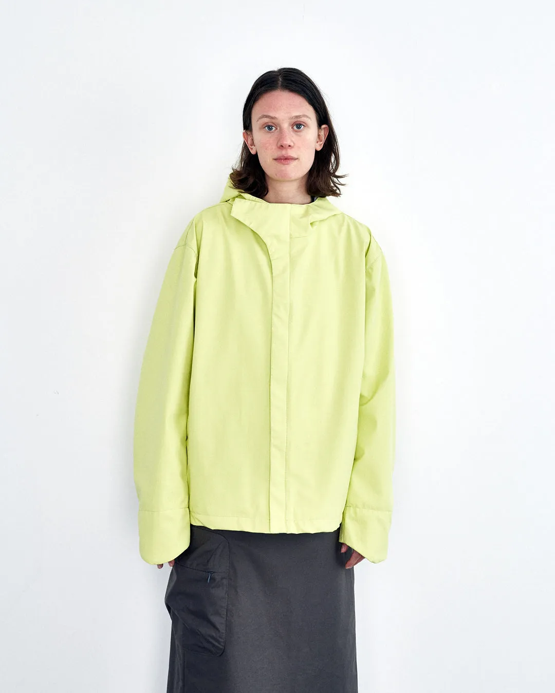 Hooded Curve Closure Jacket - Jonquil Green