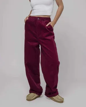 HUF PANTALON FEMME BAGGIE VELOURS BLOODSTONE