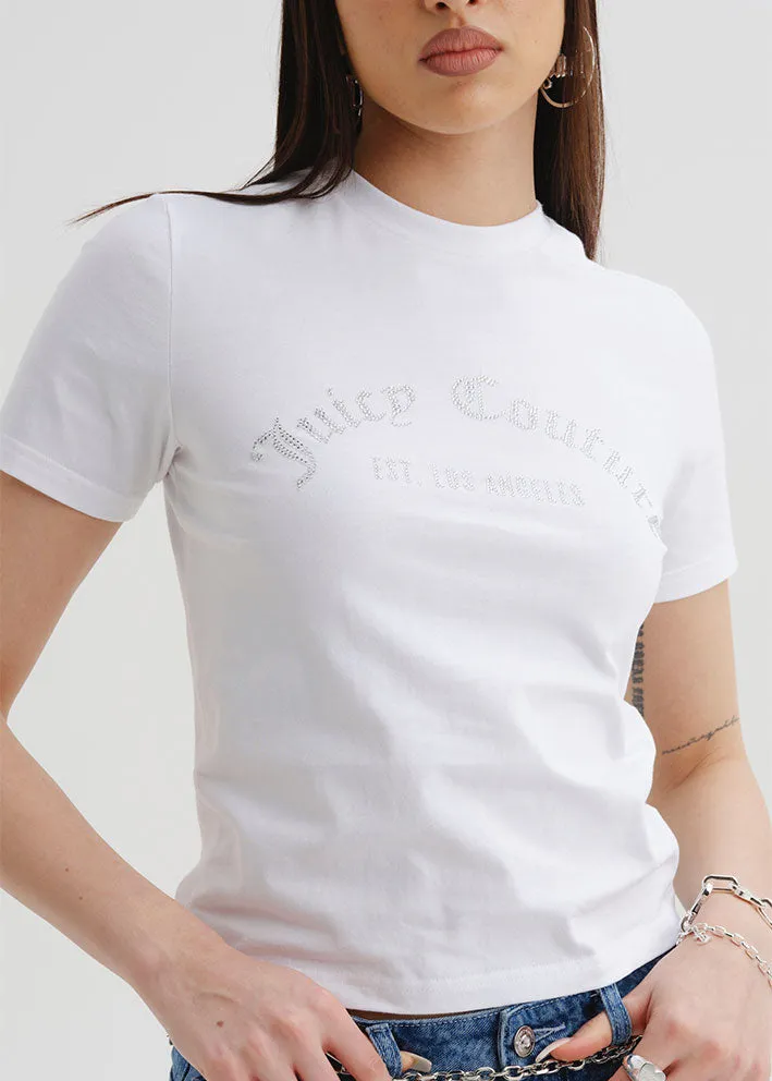 Juicy Couture Arched Diamante Noah T-shirt - White