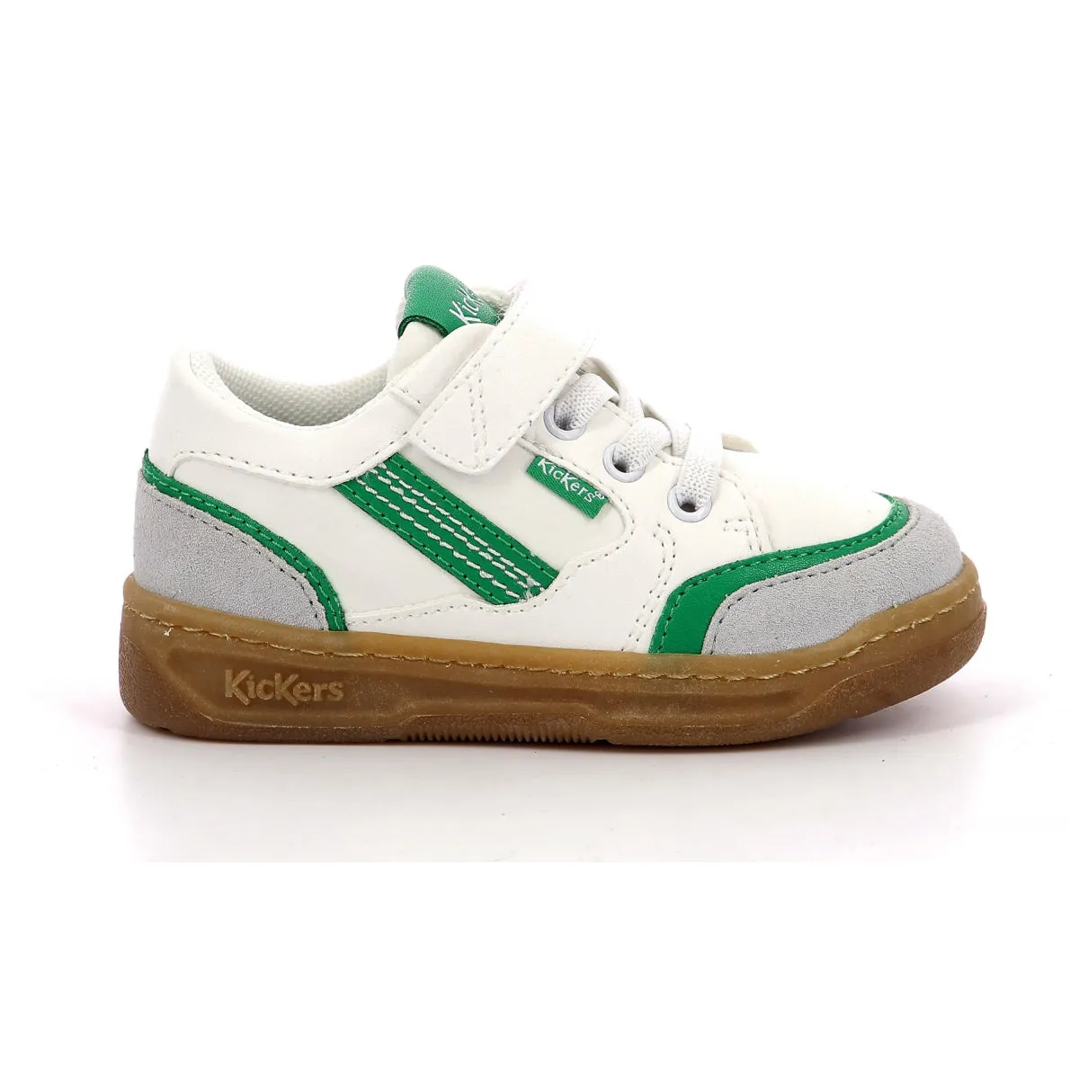 KICKERS KOUIC blanc gris & vert chaussure/basket