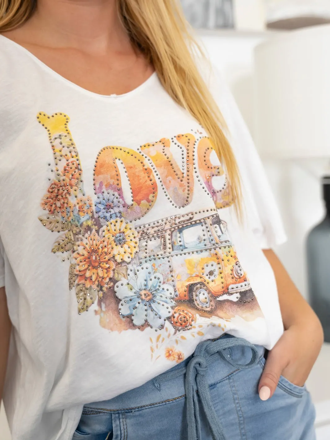 Lainey t-shirt orange love white