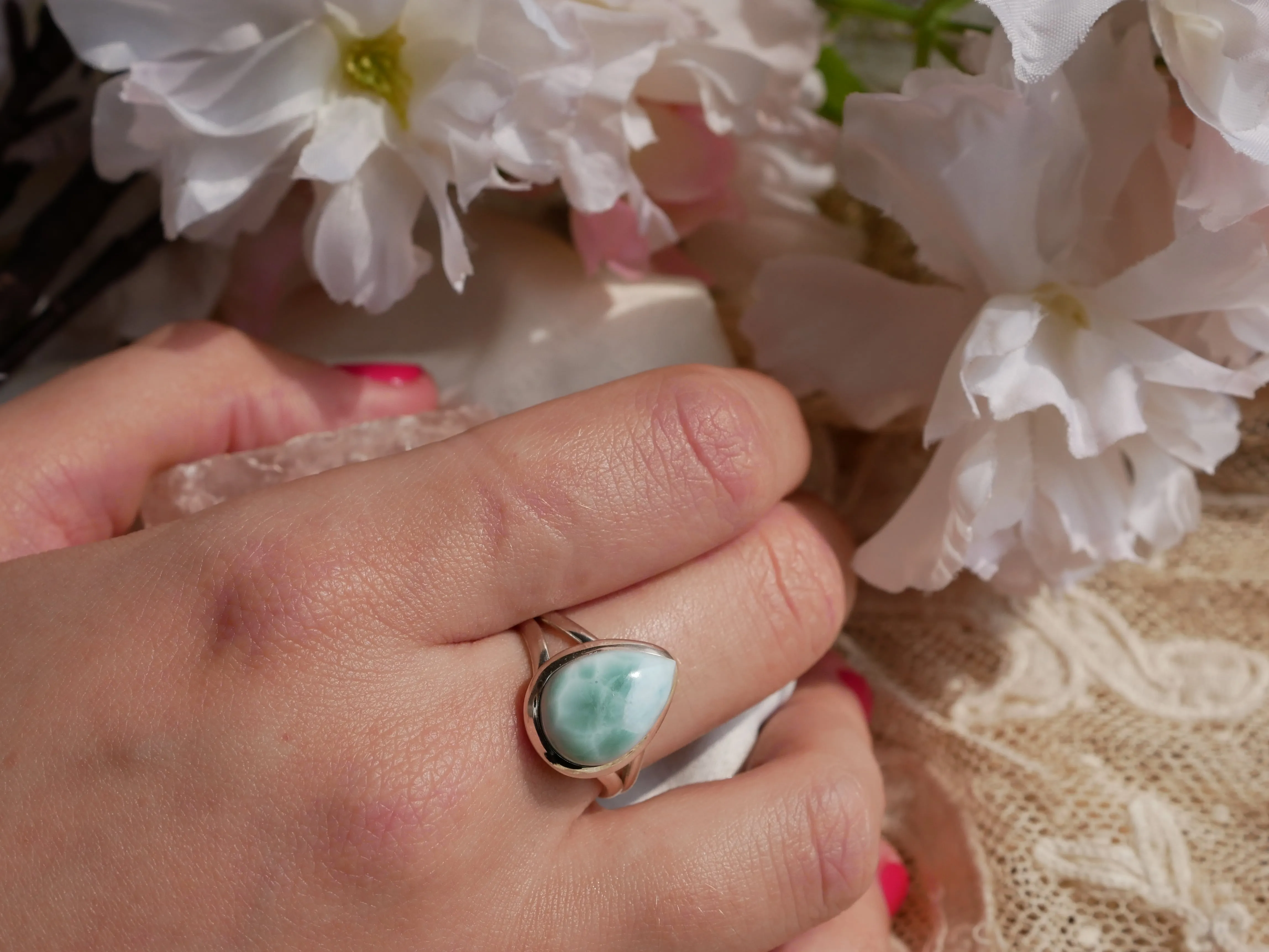 Larimar Ariel Ring - Teardrop (Double Band)