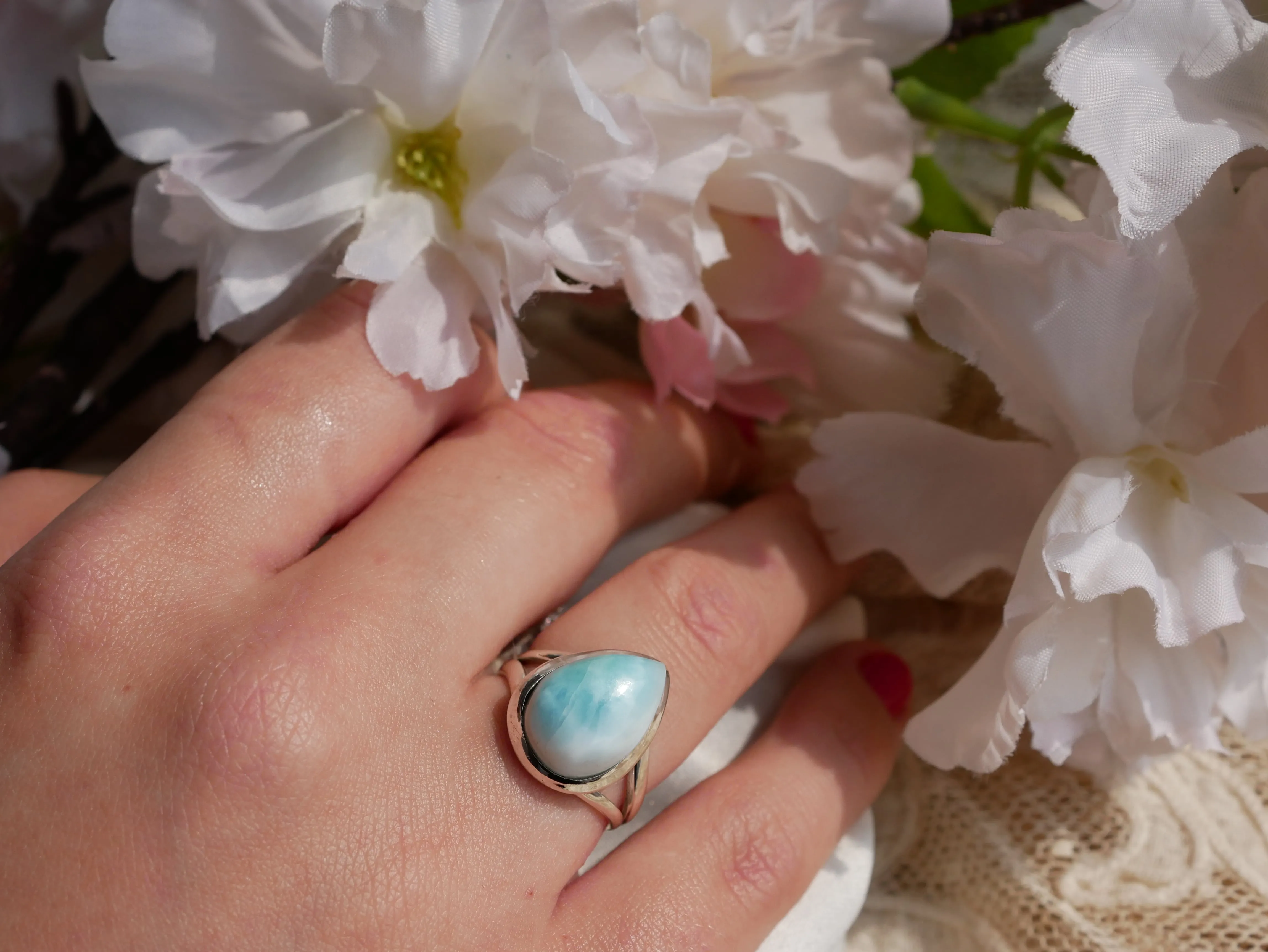 Larimar Ariel Ring - Teardrop (Double Band)