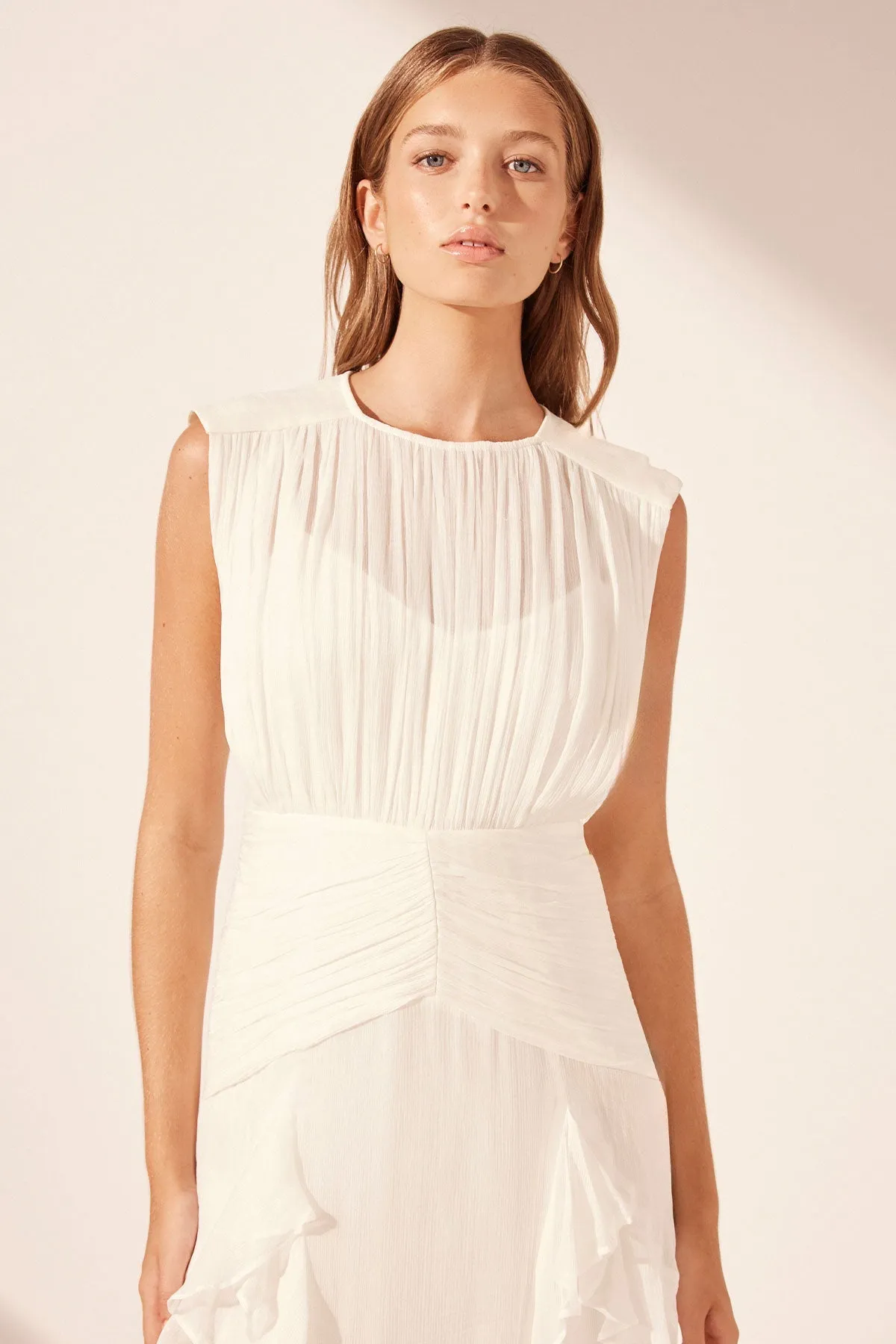 MARGOT ROUND NECK SLEEVELESS MAXI DRESS - IVORY