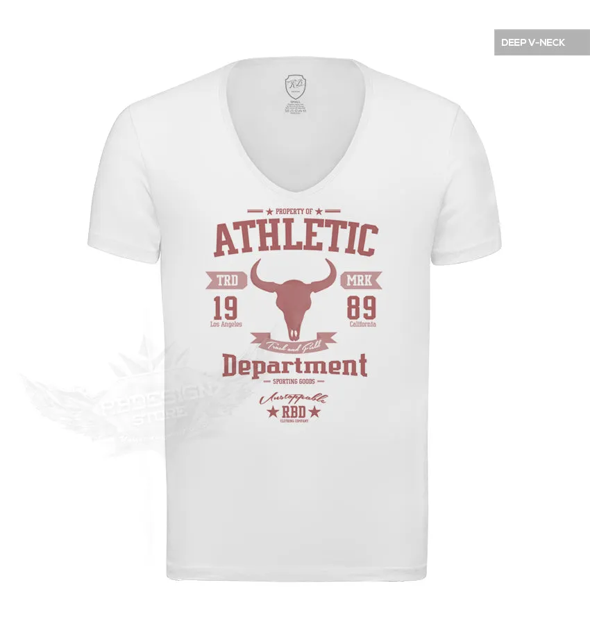 Men's Designer White T-shirt Athletic Department "Unstoppable" RED MD889