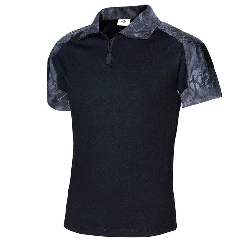 Militarily Style Camouflage Cotton Slip Zipper Men's T-shirt