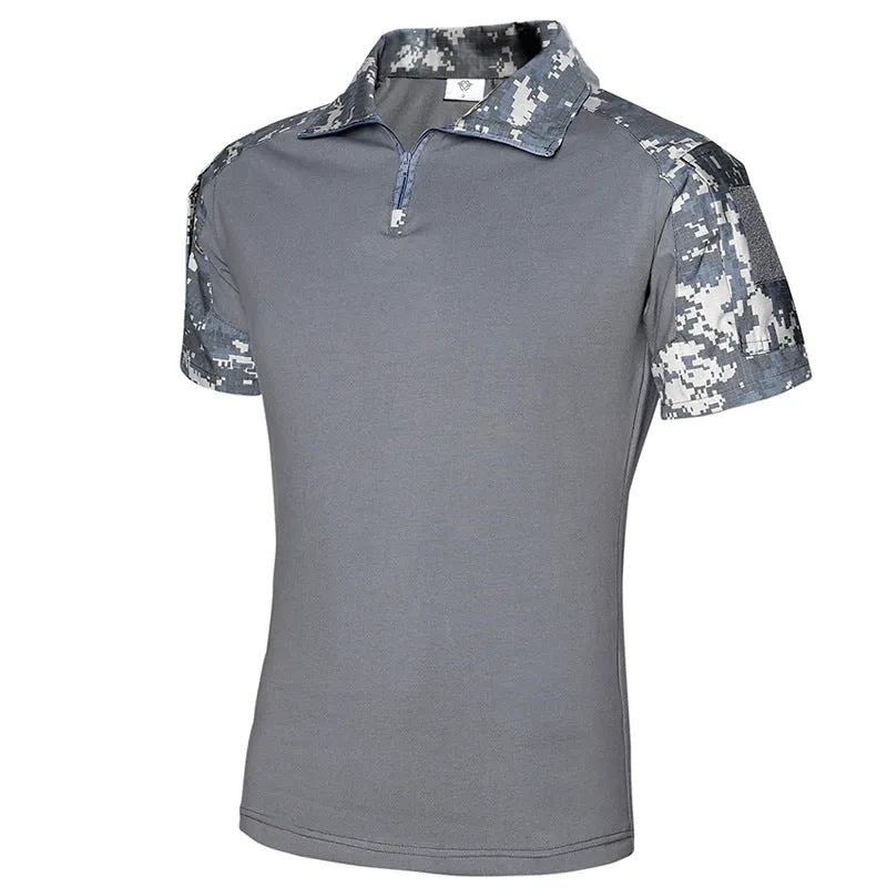 Militarily Style Camouflage Cotton Slip Zipper Men's T-shirt