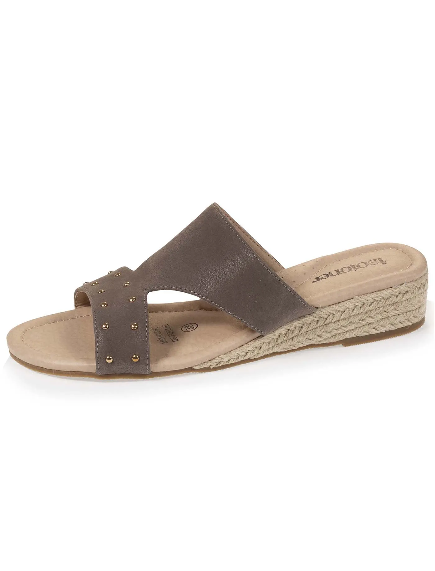 Mules Femme cloutées Talon Taupe