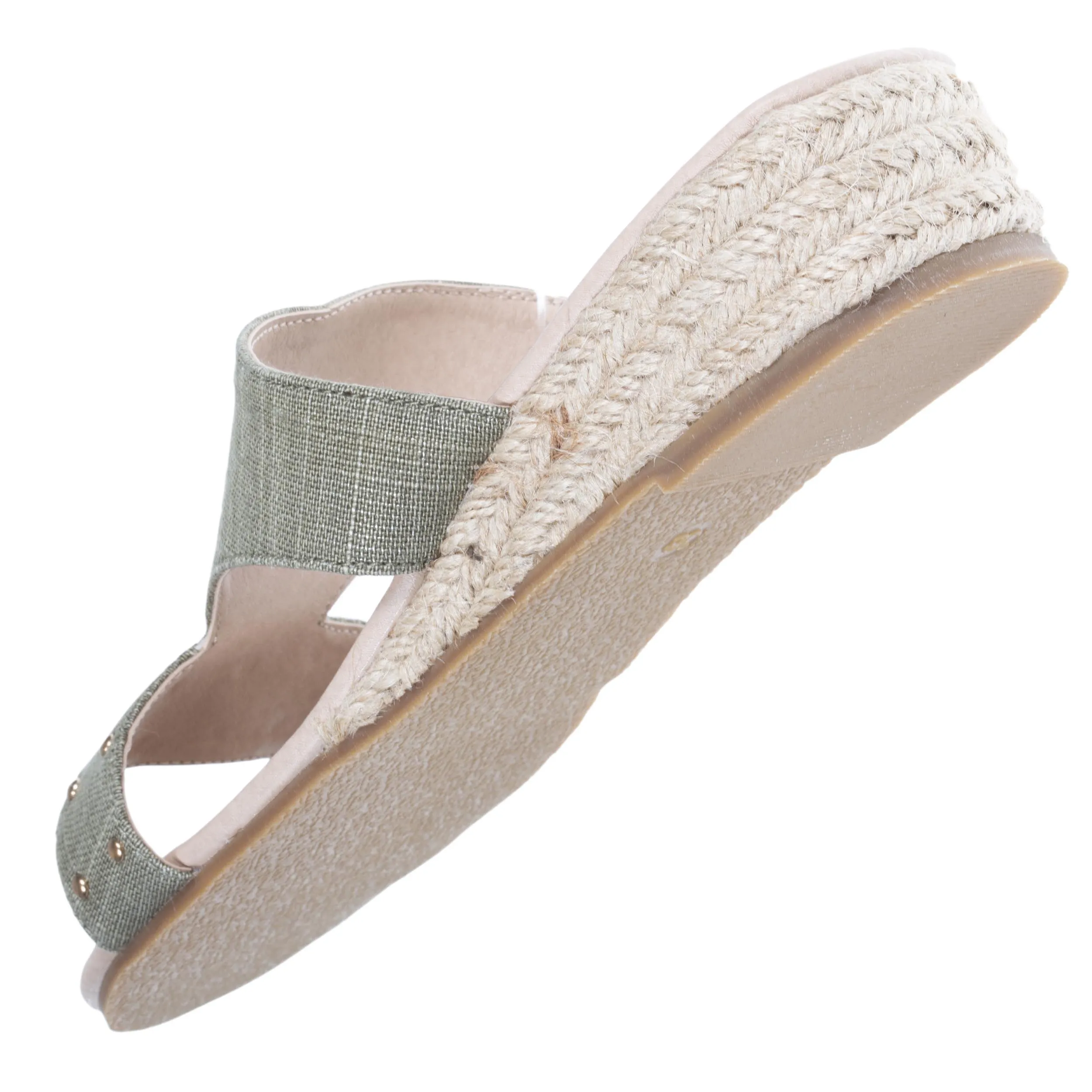 Mules sandales Femme cloutée Kaki