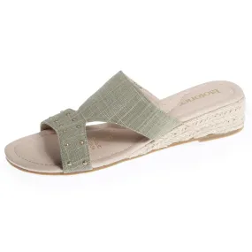 Mules sandales Femme cloutée Kaki