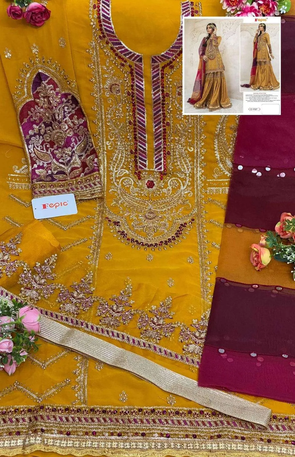 Mustard Haldi Party Wear Sharara Dress