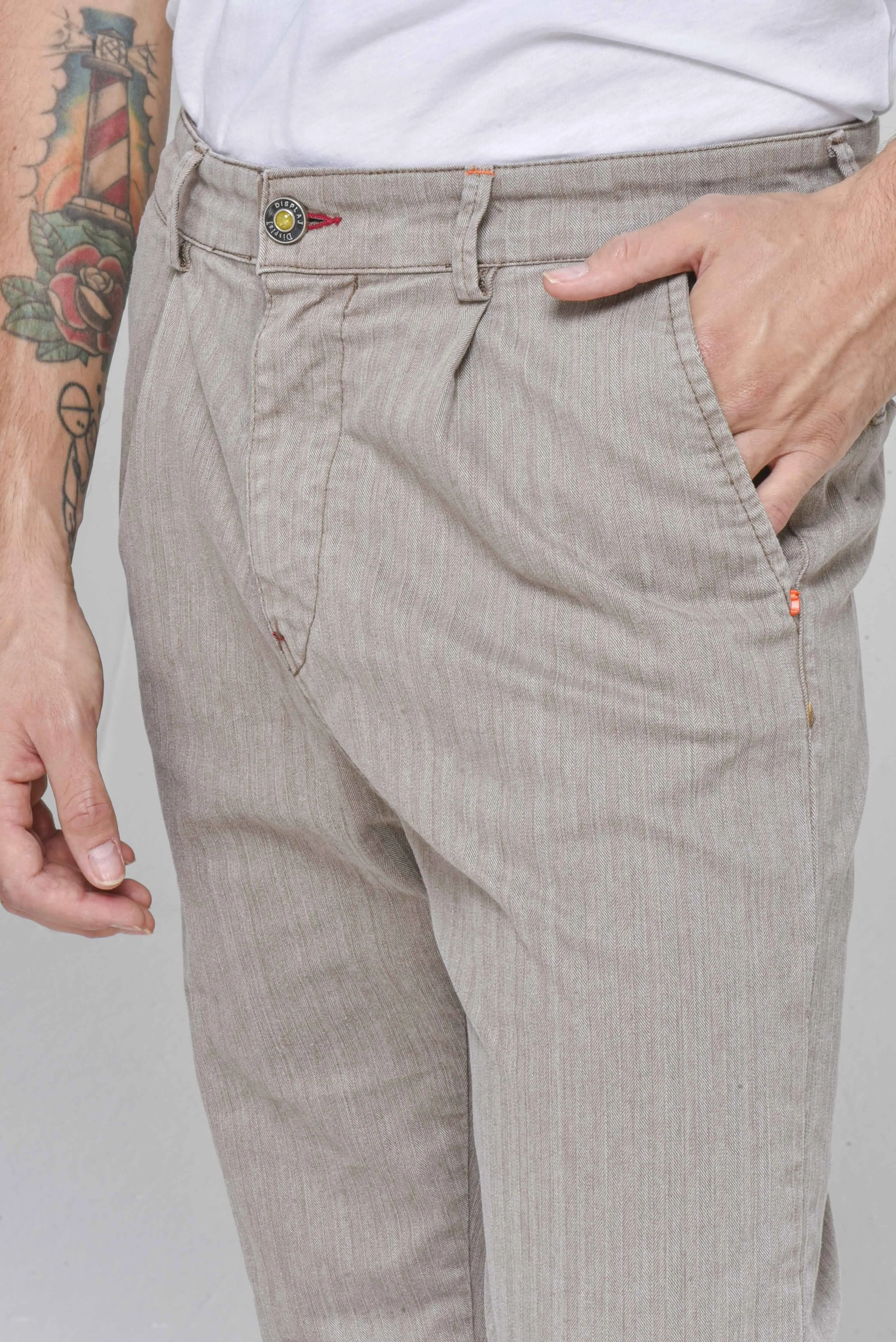 Pantaloni in cotone tapered New Private Balbao fango FW22/23