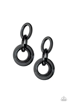 Paparazzi Havana HAUTE Spot - Black Acrylic Earrings