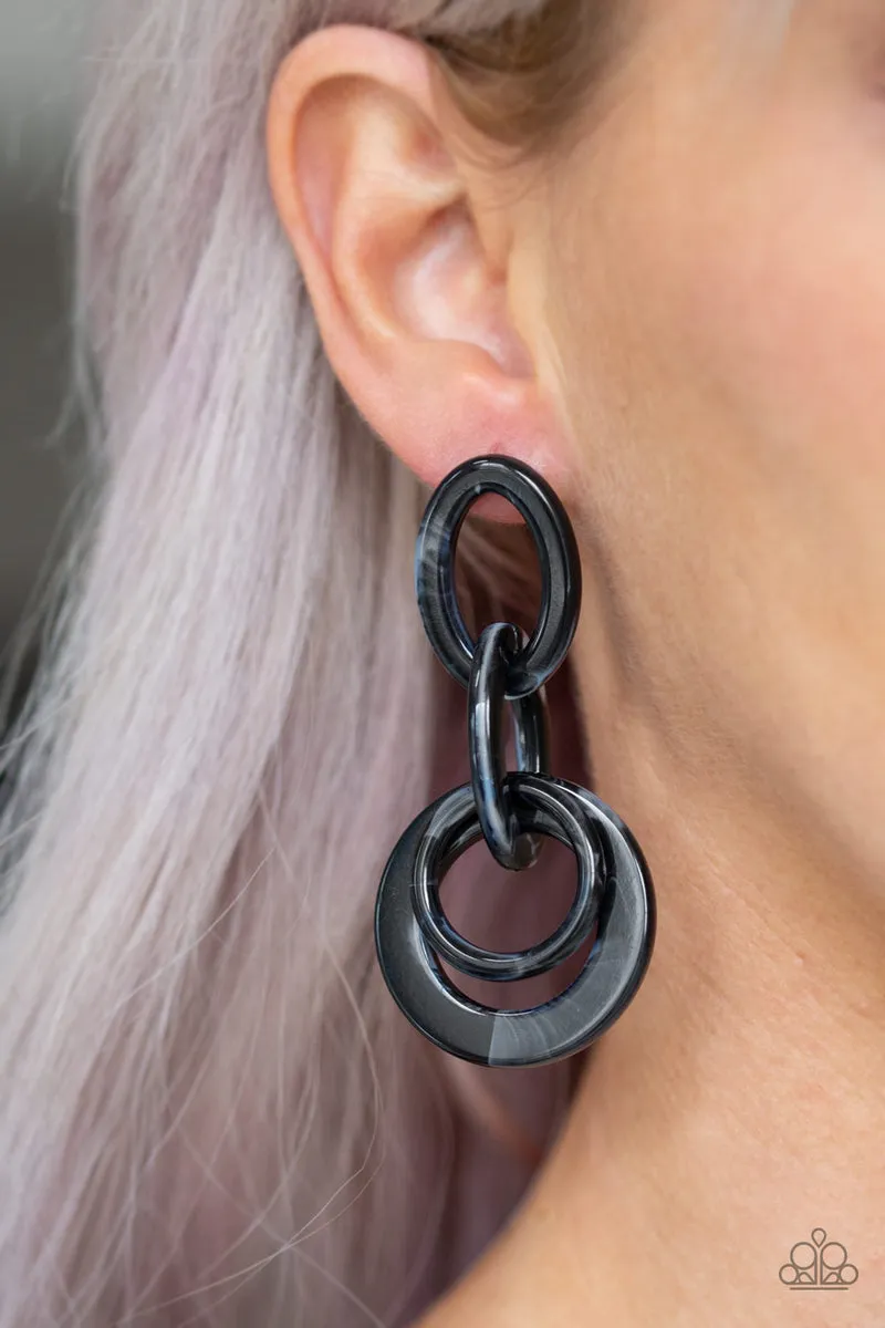 Paparazzi Havana HAUTE Spot - Black Acrylic Earrings