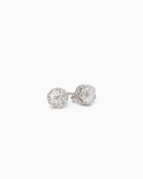 Princess Petroglyph Stone Studs - White Zircon