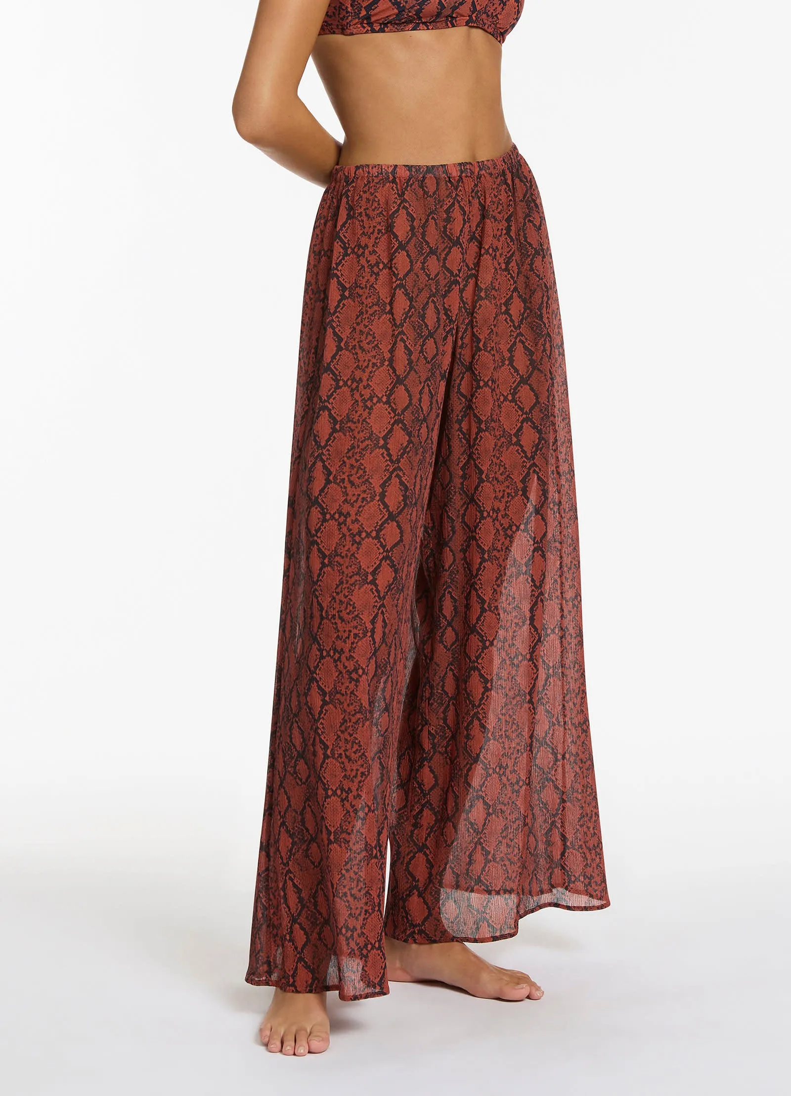 Python Crinkle Wide Leg Pant - Spice