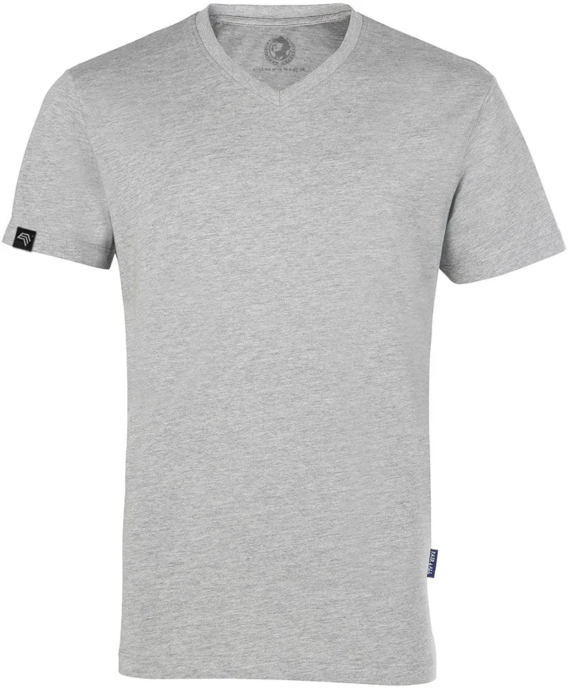 RMH 0102 ― Herren Luxury Bio-Baumwolle V-Neck T-Shirt - Heather Melange Grau